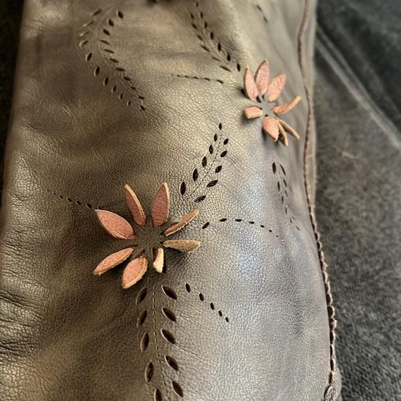 Buttery soft grey and dusty rose knee high boots - Picture 4 of 5